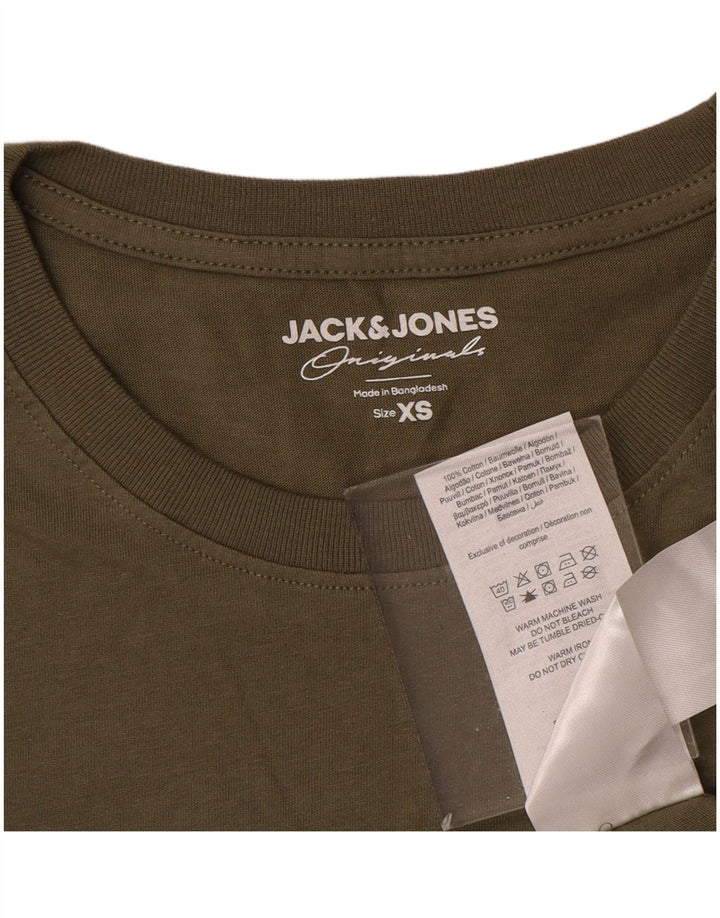 JACK & JONES Mens T-Shirt Top XS Khaki Cotton