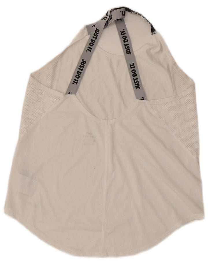 NIKE Womens Dri Fit Graphic Vest Top UK 12 Medium White Polyester