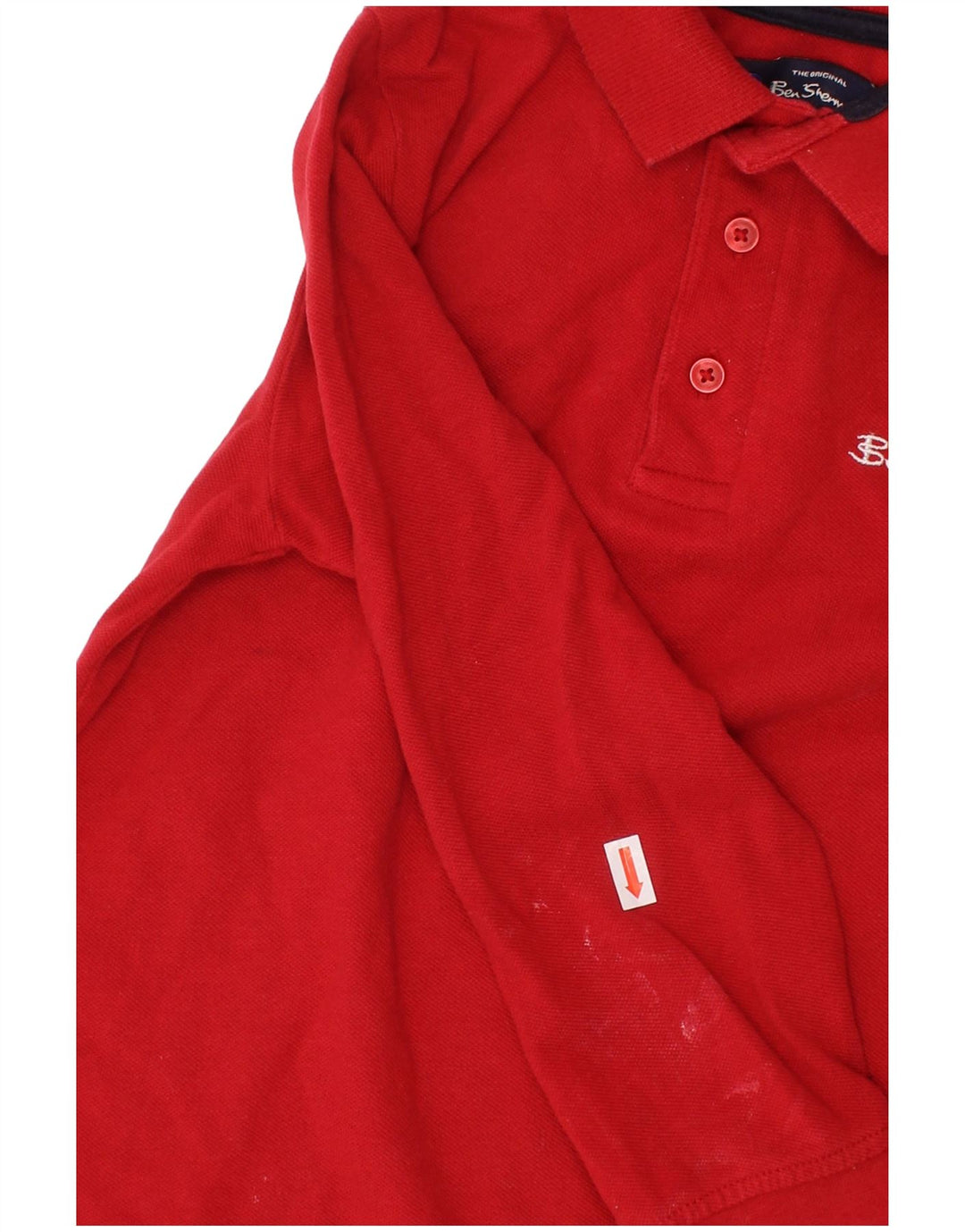 BEN SHERMAN Boys Graphic Long Sleeve Polo Shirt 6-7 Years Red Cotton