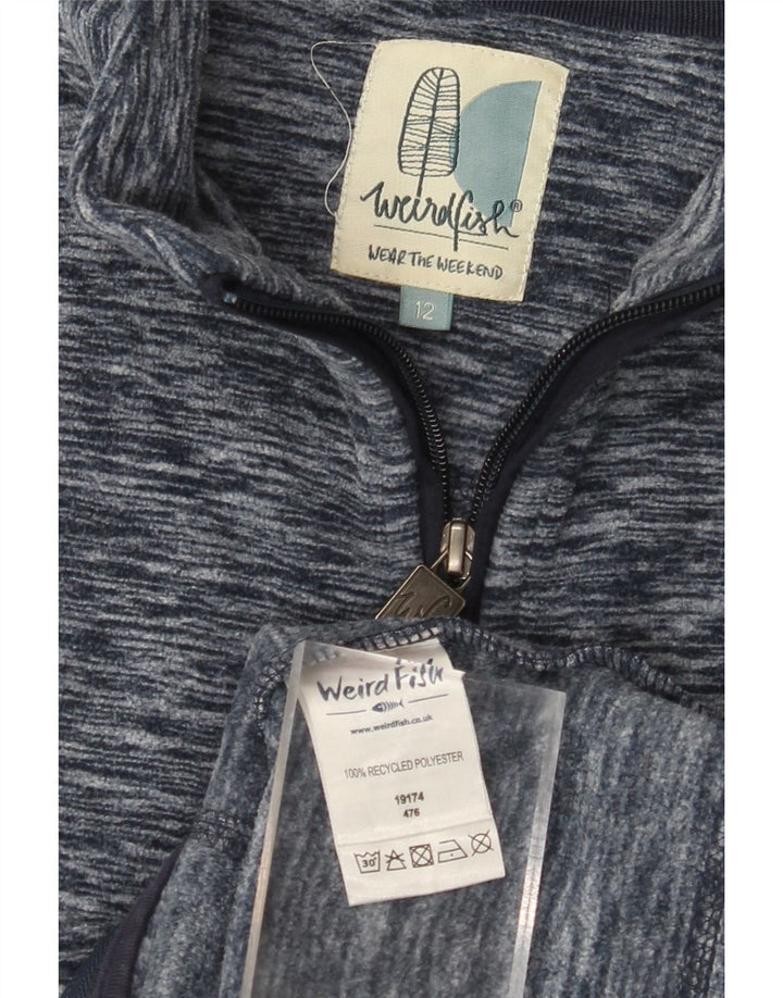 WEIRD FISH Womens Fleece Jacket UK 12 Medium Navy Blue Flecked Polyester
