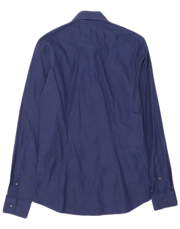 Reiss Mens Slim Fit Shirt Small Navy Blue Cotton
