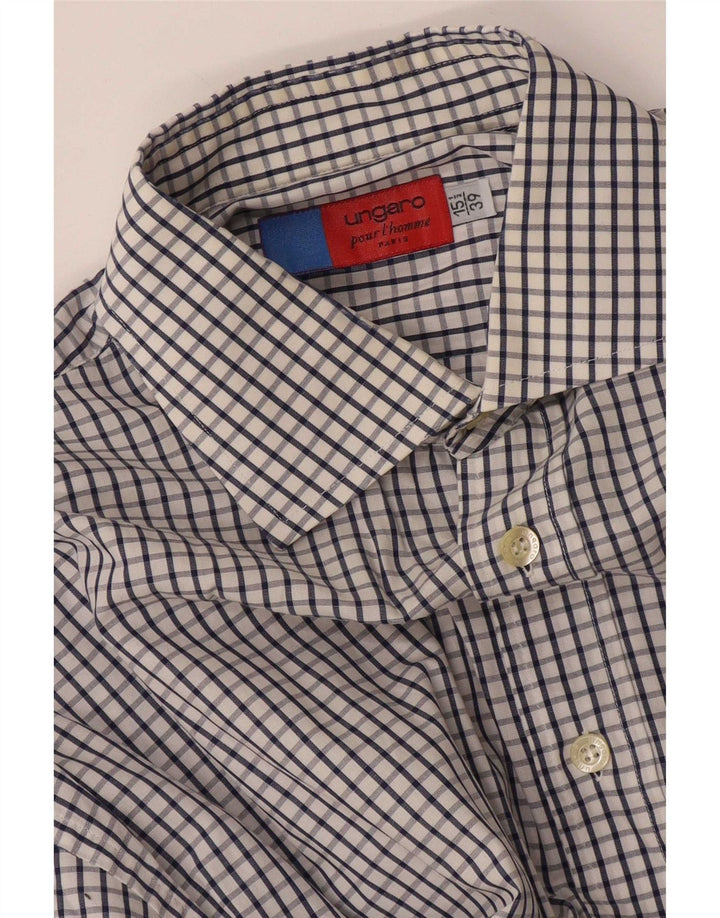Ungaro Mens Shirt Size 39 15 1/2 Medium White Check