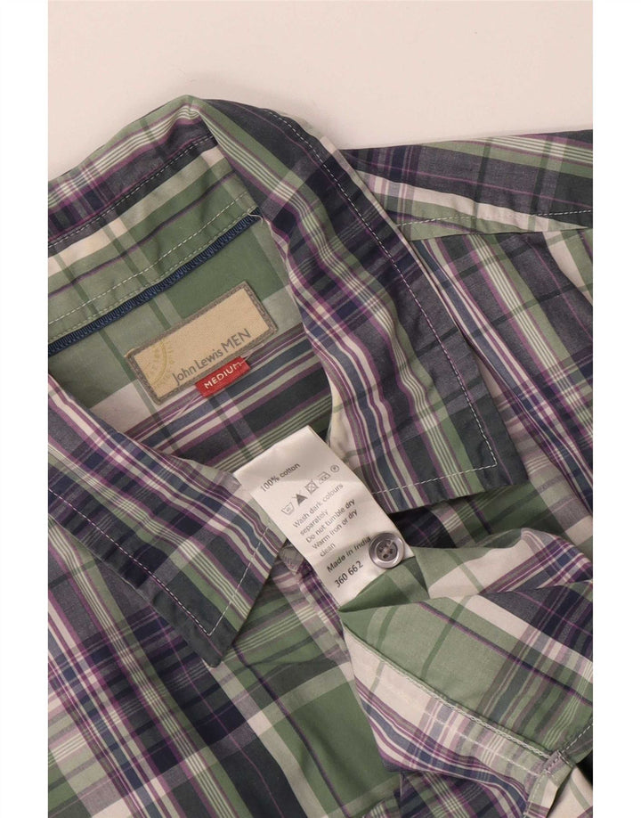 John Lewis Mens Short Sleeve Shirt Medium Green Check Cotton