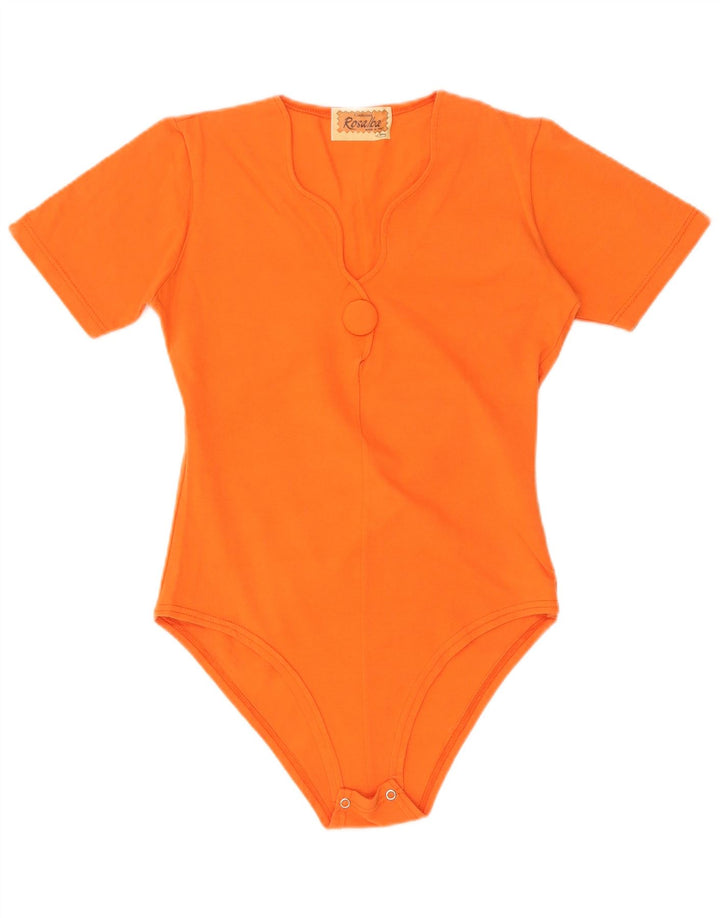 Vintage Womens Bodysuit UK 8 Small Orange