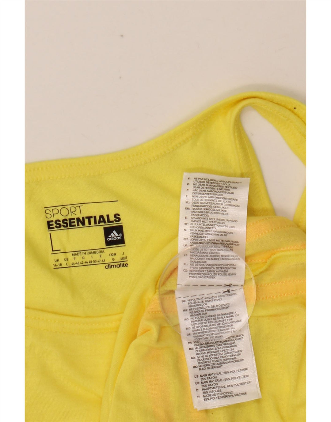 ADIDAS Womens Climalite Vest Top UK 16/18 Large Yellow Polyester