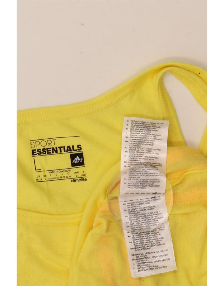 ADIDAS Womens Climalite Vest Top UK 16/18 Large Yellow Polyester
