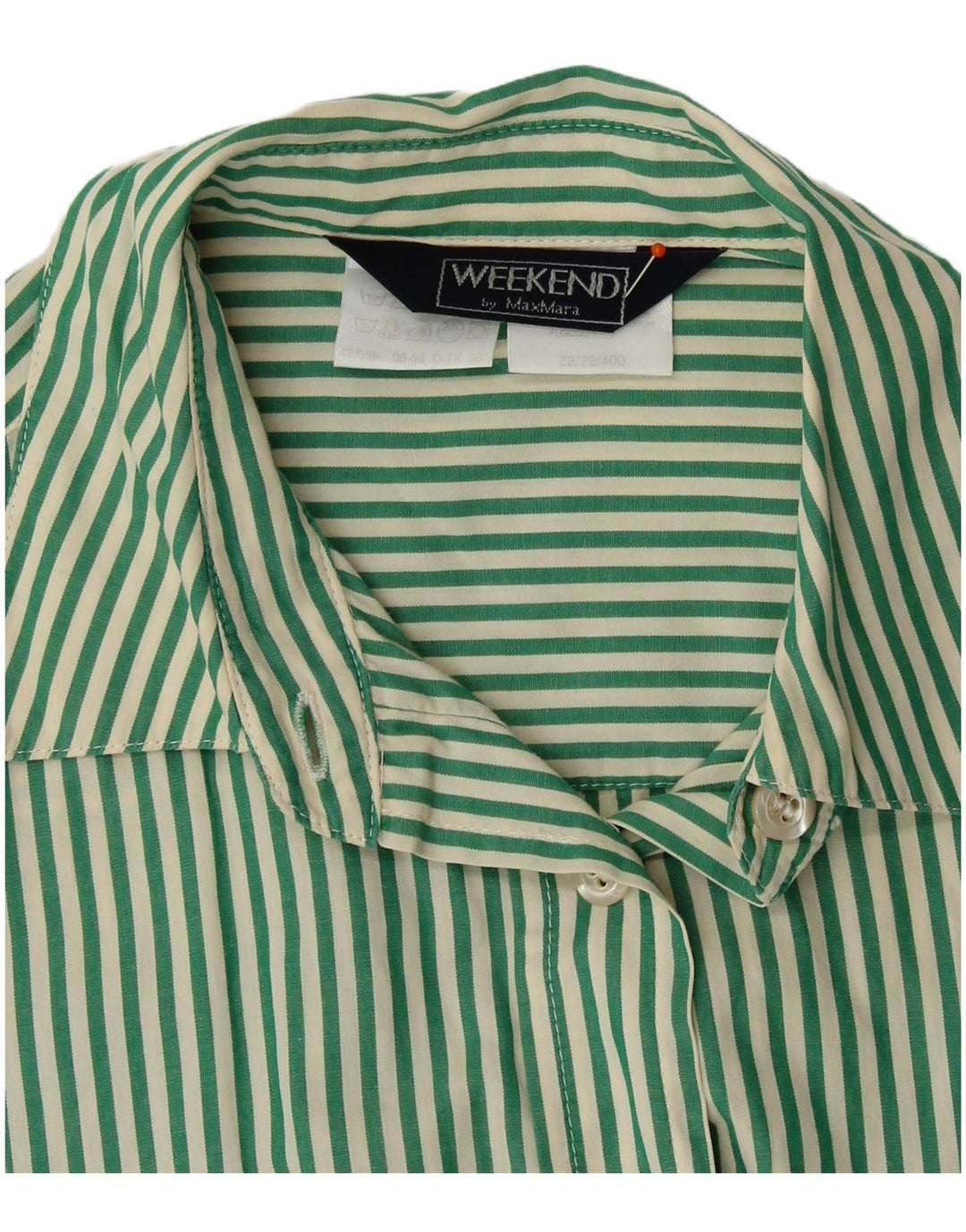 MAX MARA Womens Weekend Shirt UK 16 Large Green Pinstripe