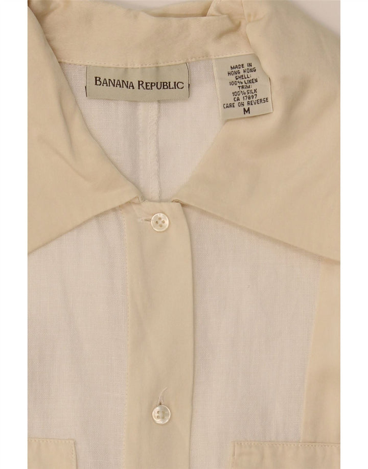 BANANA REPUBLIC Womens Sleeveless Shirt Blouse UK 12 Medium Beige Striped Vintage Banana Republic and Second-Hand Banana Republic from Messina Hembry 