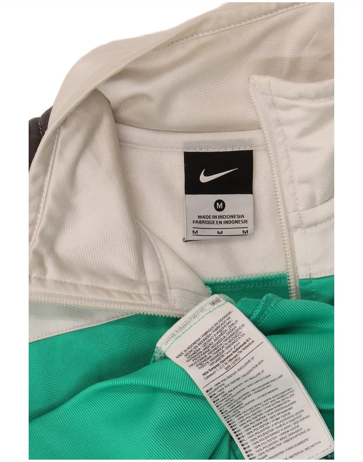 NIKE Womens Graphic Tracksuit Top Jacket UK 12 Medium Green Colourblock