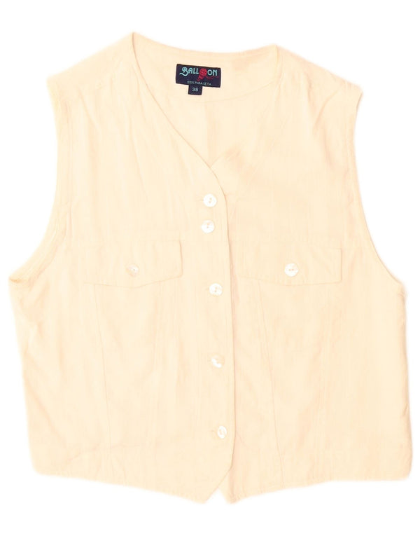 Balloon Womens Sleeveless Shirt Blouse EU 38 Medium Off White Silk