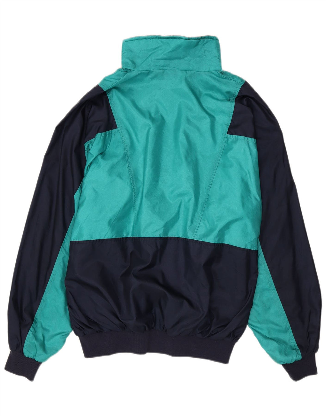 VINTAGE Mens Tracksuit Top Jacket 2XL Navy Blue Colourblock Polyamide