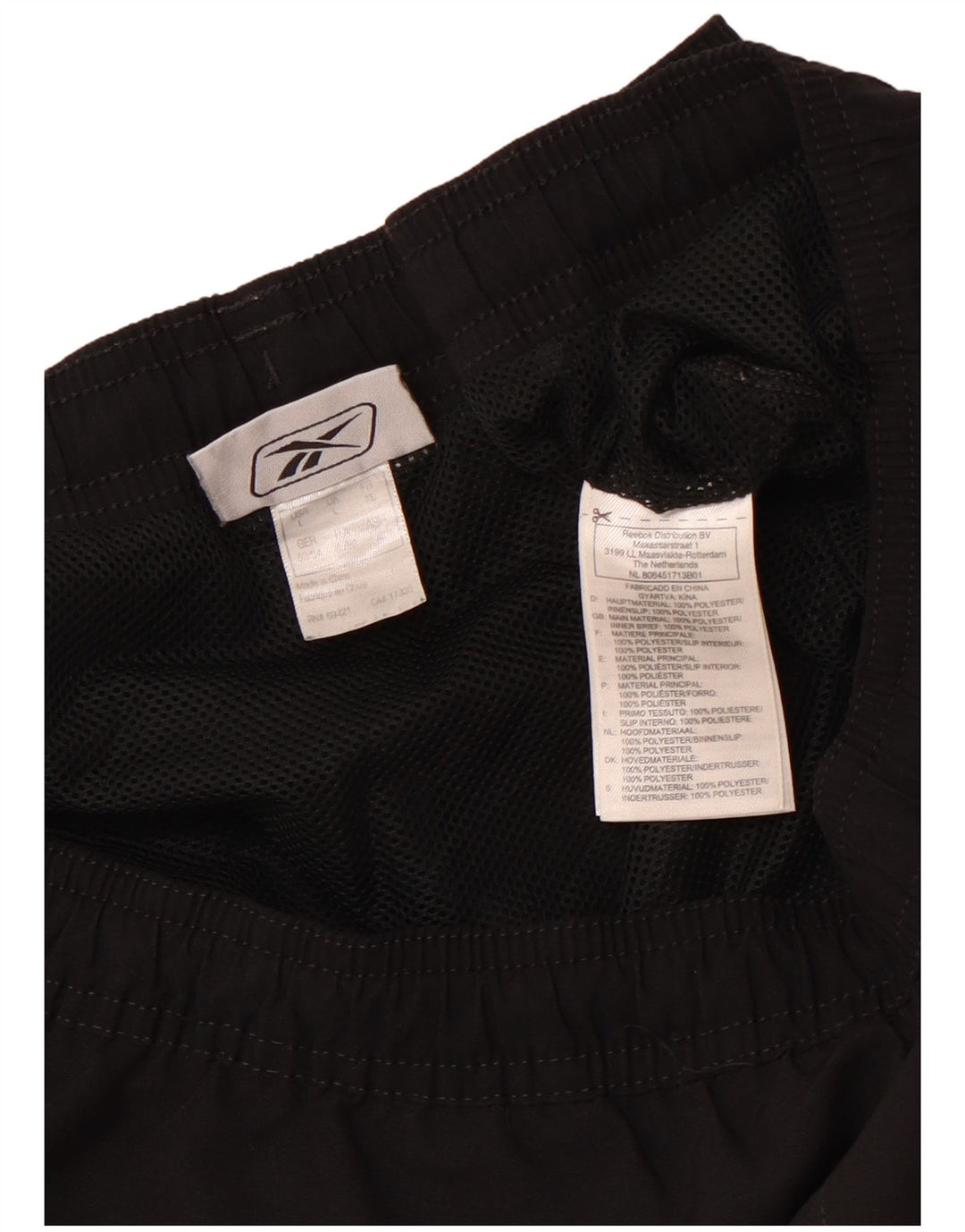 REEBOK Mens Graphic Sport Shorts  Large  Black Polyester