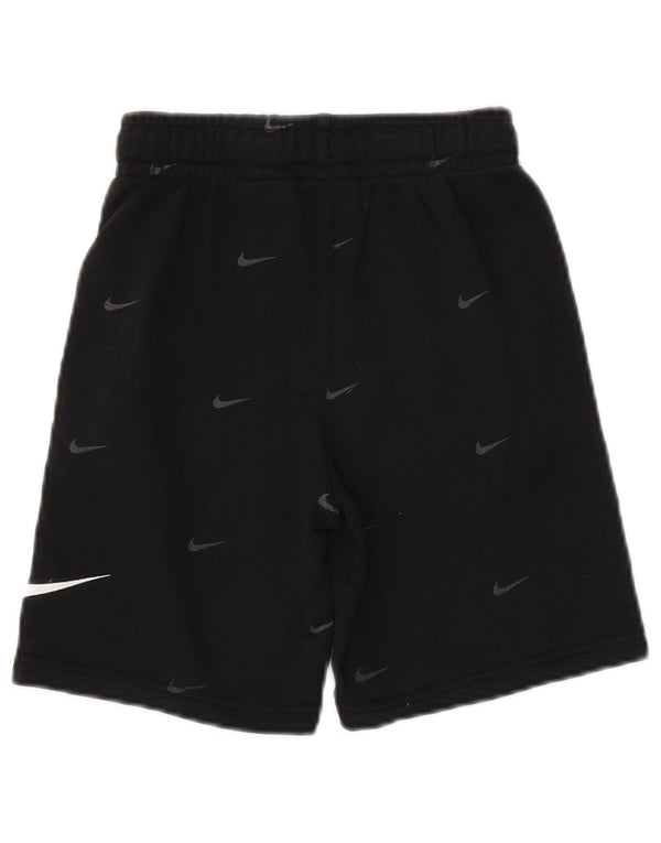 NIKE Boys Standard Fit Graphic Sport Shorts 8-9 Years Small Black Cotton
