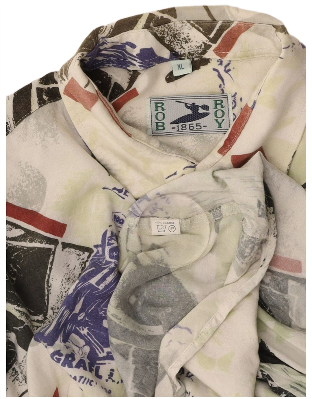 ROB ROY Mens Graphic Short Sleeve Shirt XL Multicoloured Patchwork Viscose