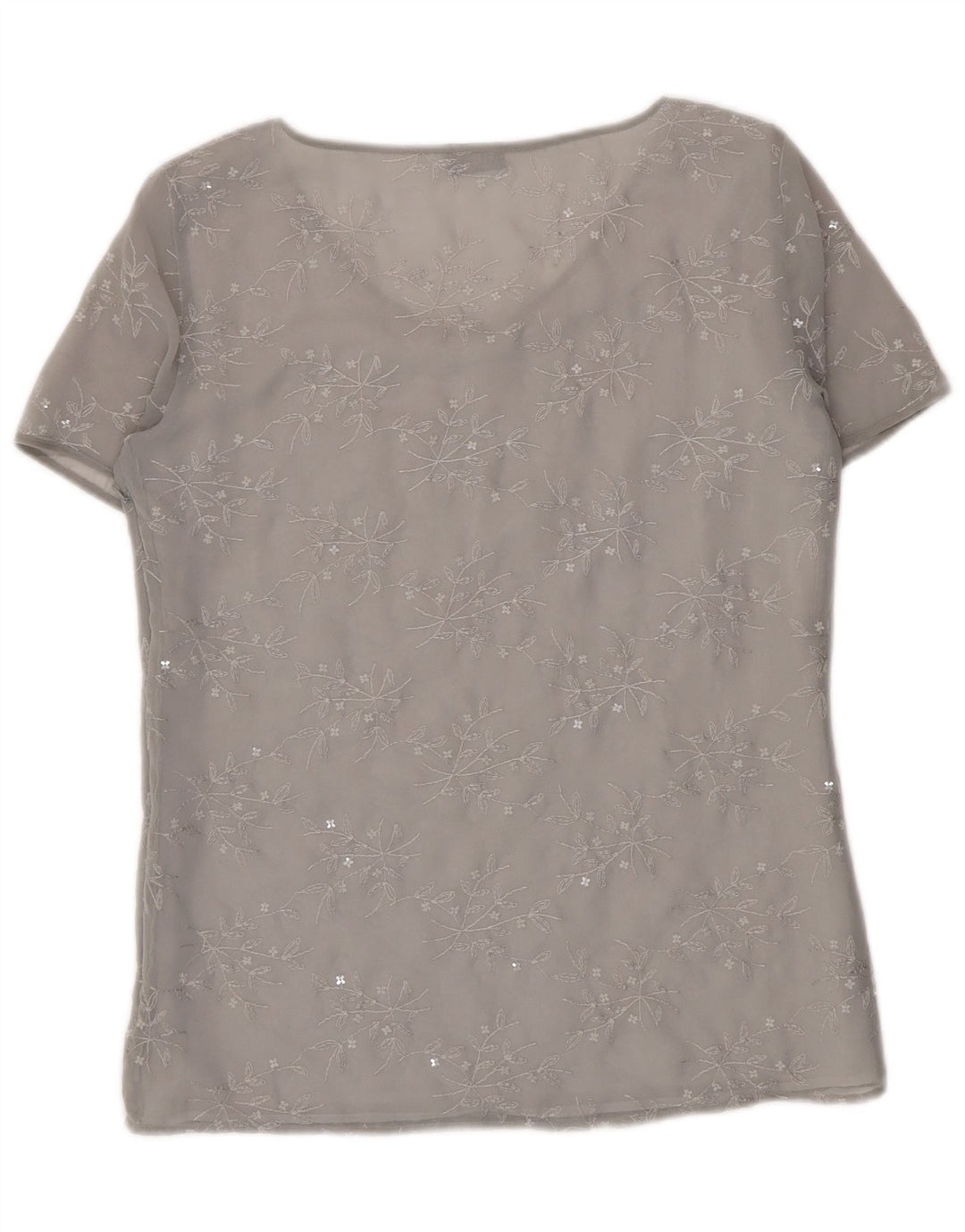 Marella Womens See Through Blouse Top UK 14 Large Grey Floral Polyester