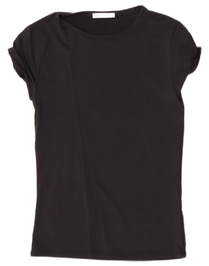 Zara Womens T-Shirt Top UK 12 Medium Black