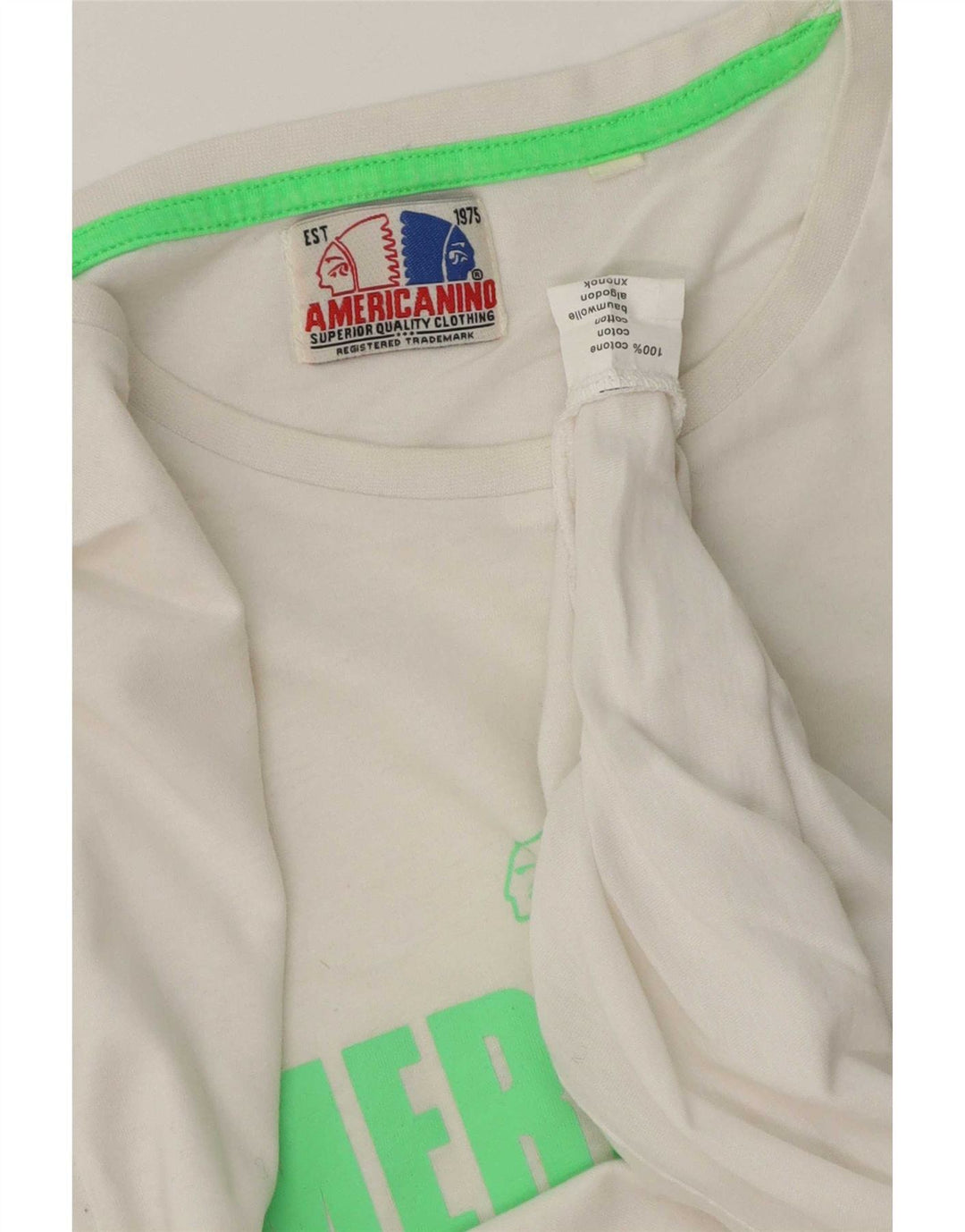 Americanino Mens Regular Graphic T-Shirt Top Medium White Cotton