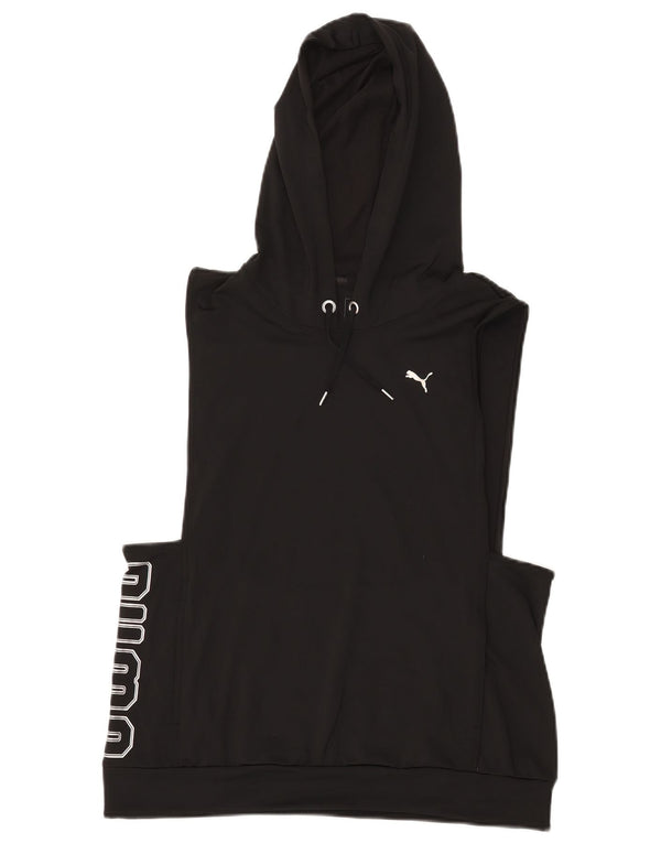 PUMA Womens Graphic Sleeveless Hoodie Jumper UK 12 Medium Black Polyester