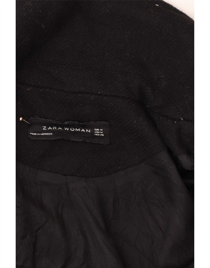 Zara Womens Overcoat UK 14 Medium Black Wool