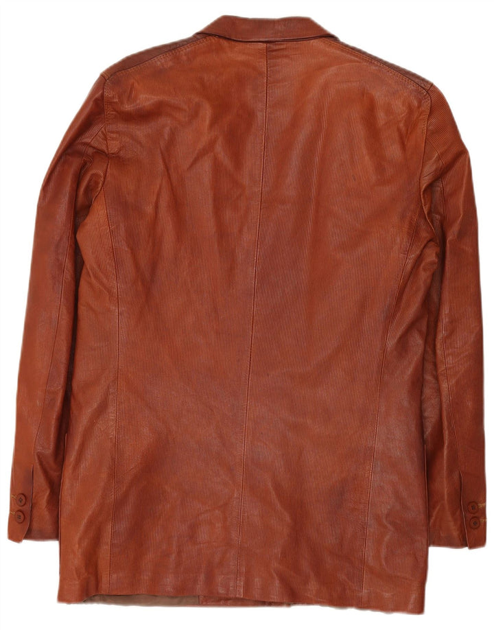 Reporter Mens Double Breasted Blazer Jacket IT 48 Medium Brown Leather