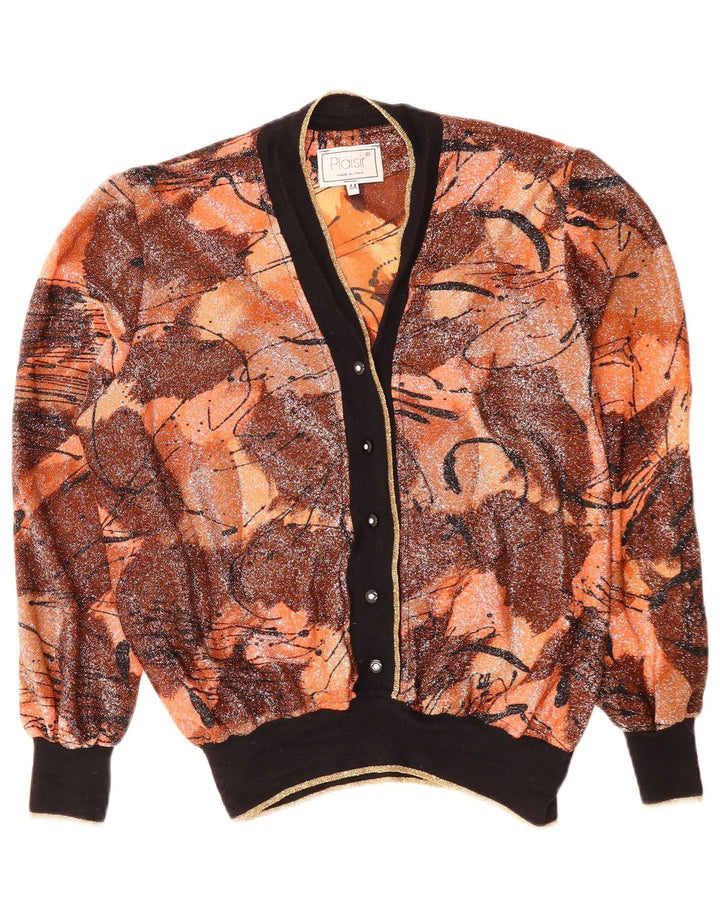 PLAISIR Womens Abstract Pattern Cardigan Sweater IT 44 Medium Brown
