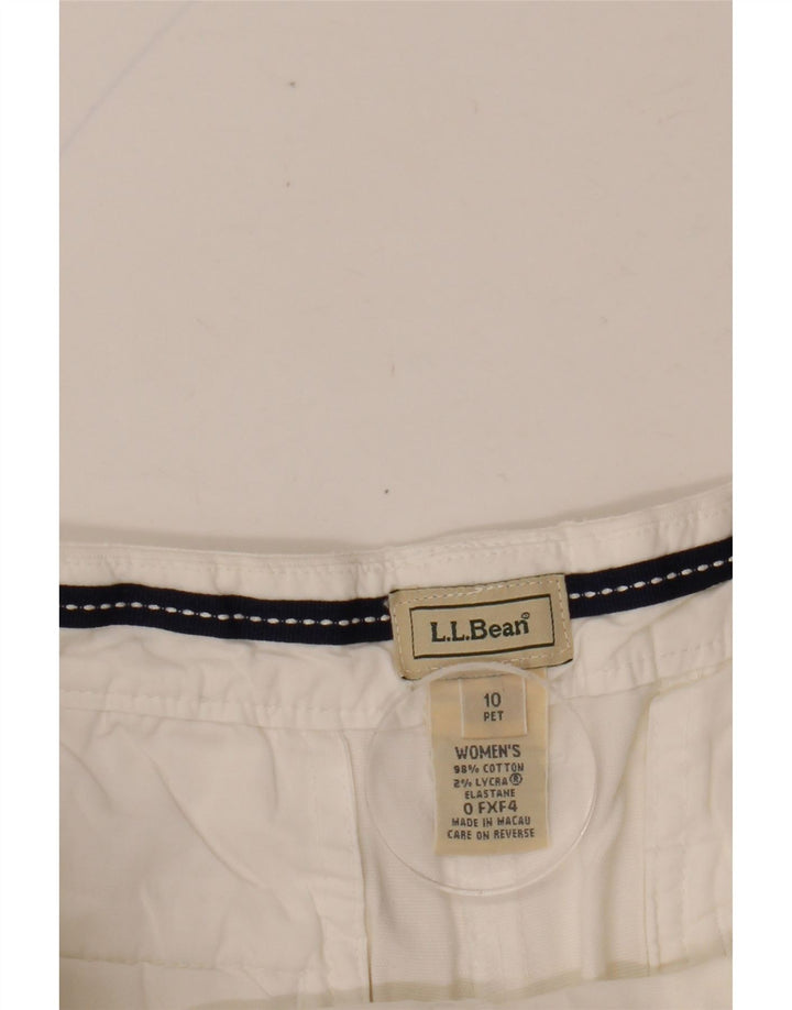 L.L.BEAN Womens Mid Rise Chino Shorts US 10 Large W30  White Cotton
