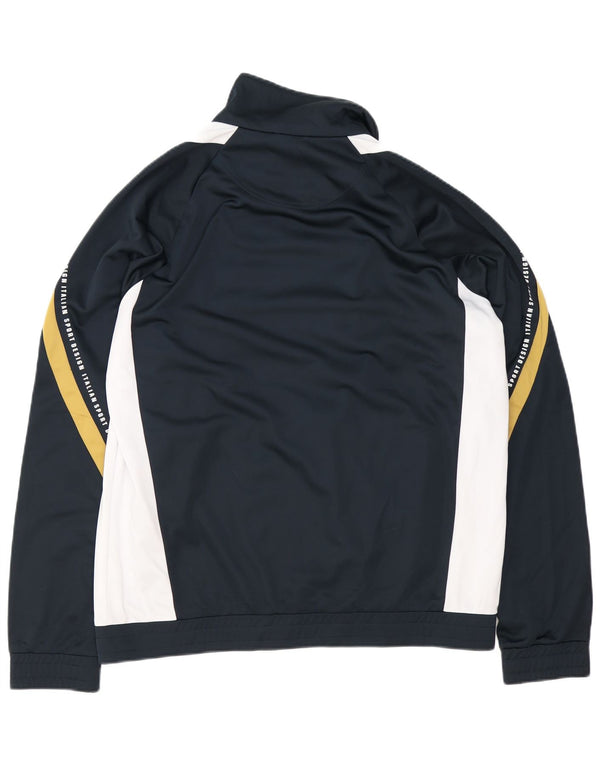 Lotto Mens Graphic Tracksuit Top Jacket 2XL Navy Blue Colourblock Polyester