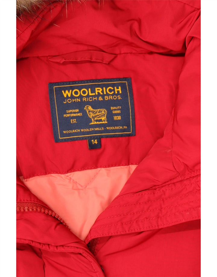 Woolrich Girls Hooded Windbreaker Coat 13-14 Years Red