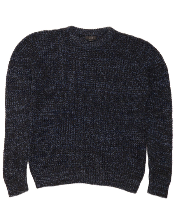 Cos Mens Crew Neck Jumper Sweater Small Navy Blue Flecked Cotton