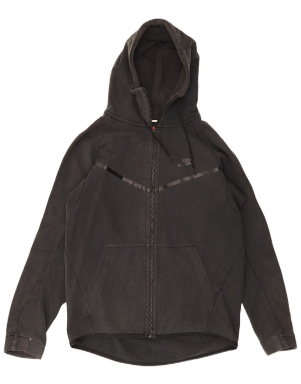 NIKE Mens Zip Hoodie Sweater Medium Grey Cotton