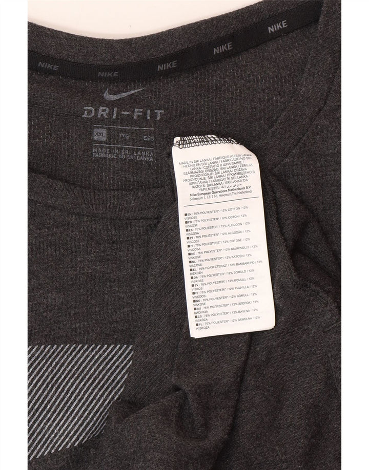 NIKE Mens Dri Fit Graphic T-Shirt Top 2XL Grey Pinstripe Cotton