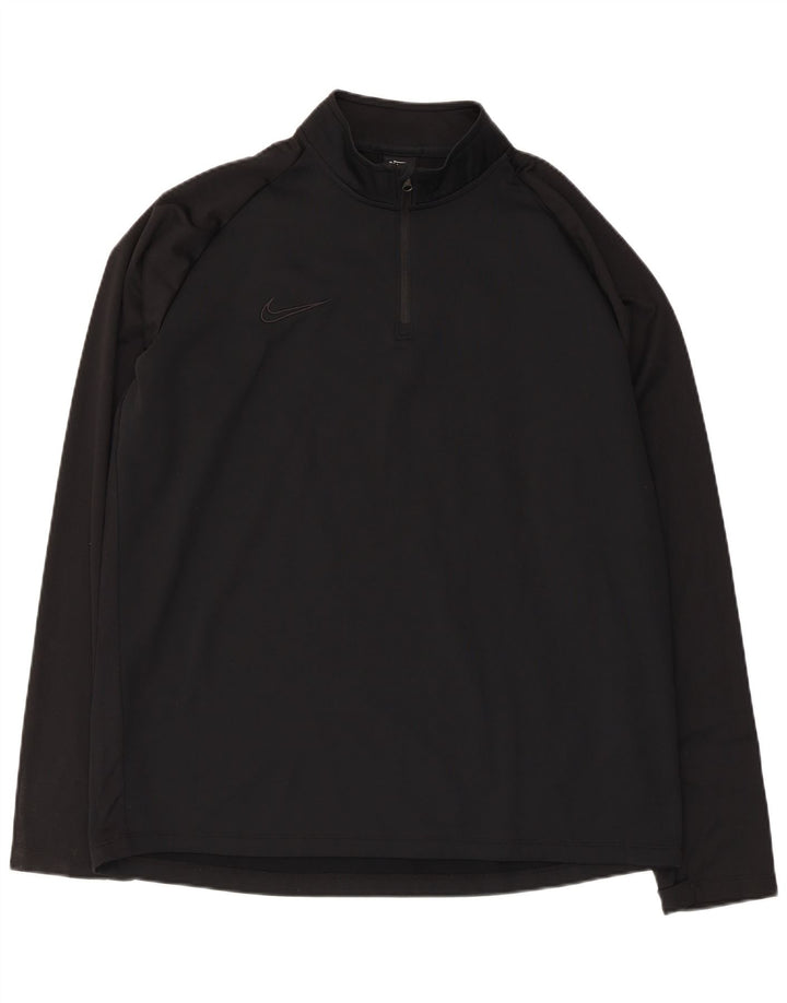 Nike Mens Dri Fit Zip Neck Pullover Tracksuit Top XL Black Polyester