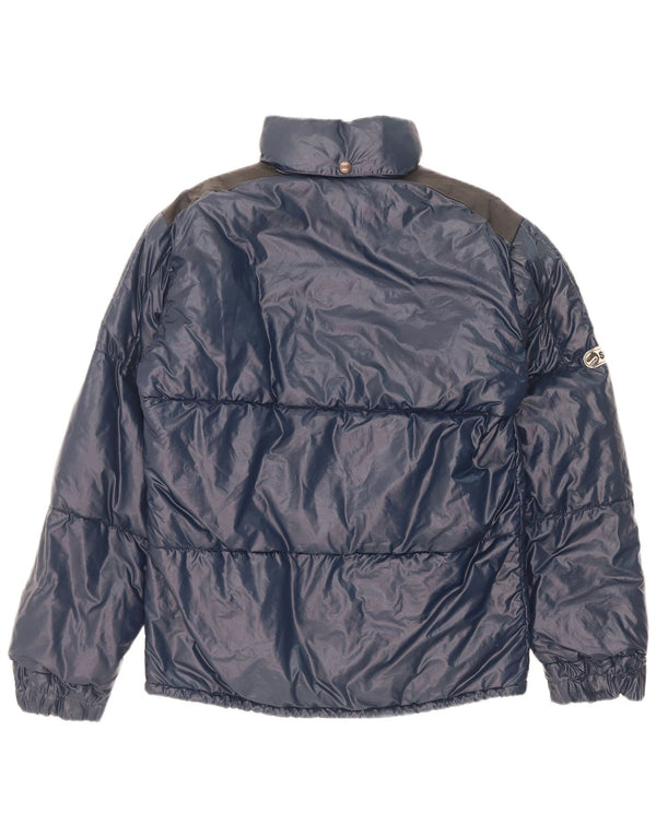 Samas Mens Hooded Padded Jacket UK 40 Large Navy Blue Colourblock Polyamide