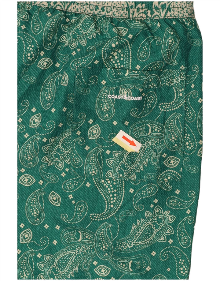 COAST Mens Swimming Shorts Large  Green Paisley