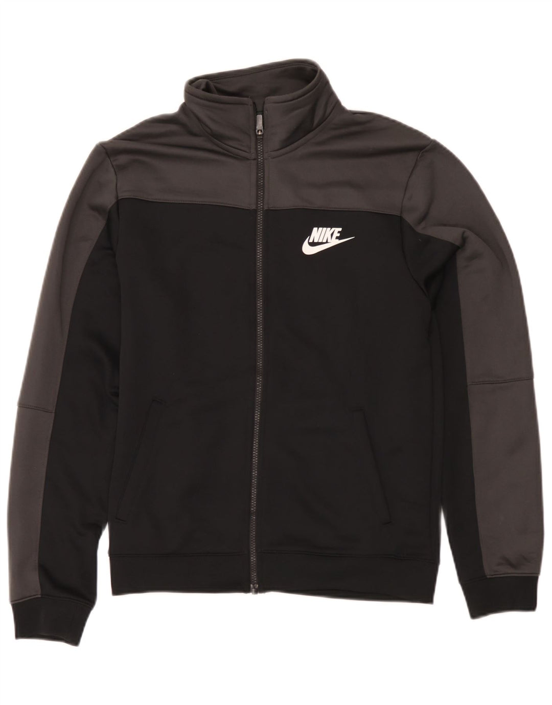 Nike Mens Tracksuit Top Jacket Small Black Colourblock Polyester