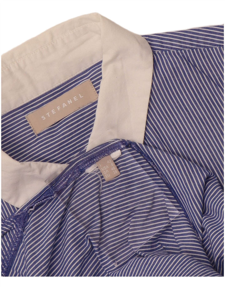STEFANEL Womens Shirt IT 42 Medium Blue Pinstripe