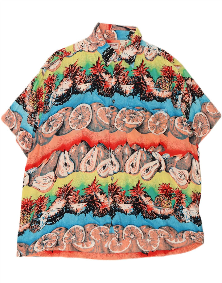 BERTO LUCCI Mens Abstract Pattern Shirt 2XL Multicoloured Hawaiian Vintage Berto Lucci and Second-Hand Berto Lucci from Messina Hembry 