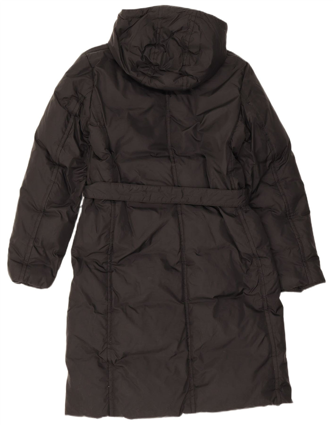 Benetton Womens Hooded Padded Coat UK 16 Large Black Polyamide