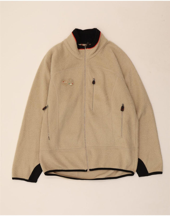 Fila Mens Fleece Jacket UK 38 Medium Beige Colourblock