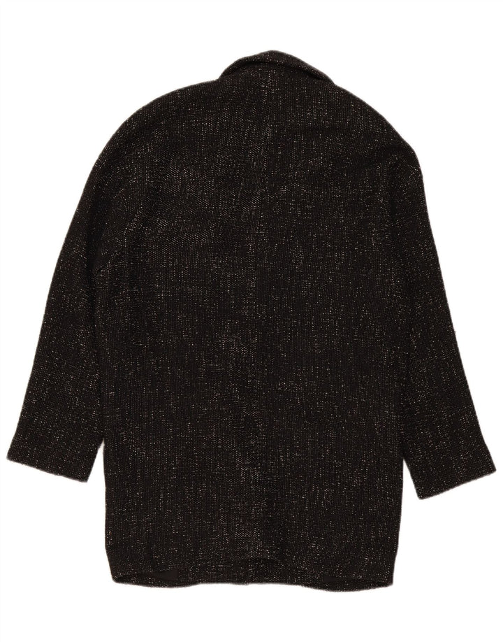 Zara Womens Oversized Double Breasted Coat UK 6 XS Black Polyester