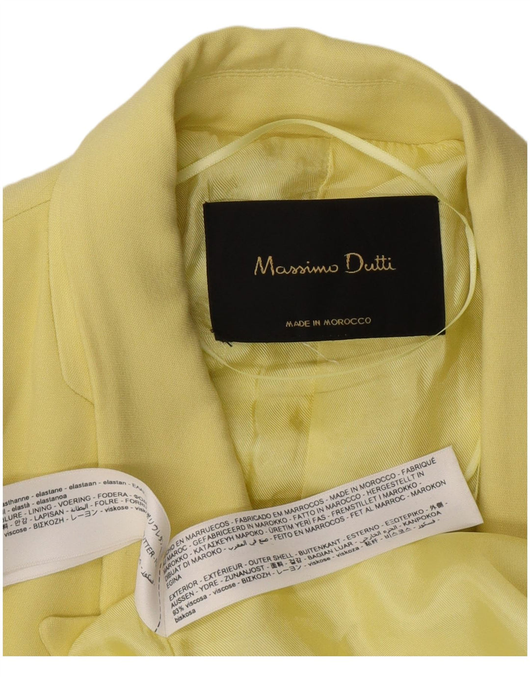 Massimo Dutti Womens Overcoat EU 42 Large Yellow Viscose
