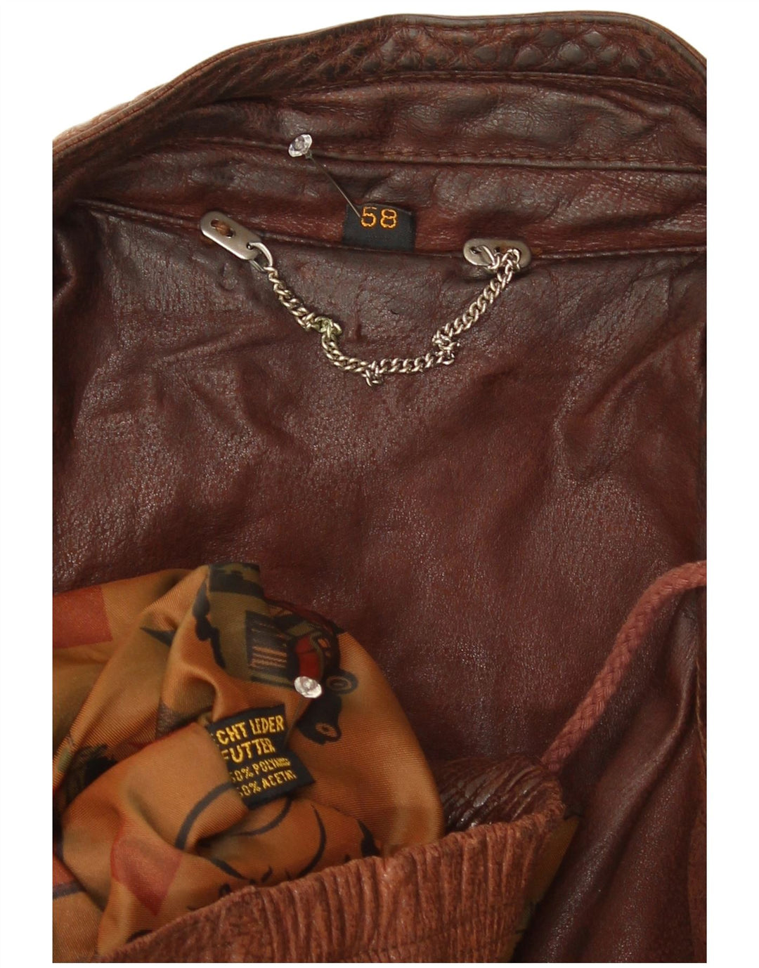 Vintage Mens Bomber Leather Jacket IT 58 4XL Brown Leather