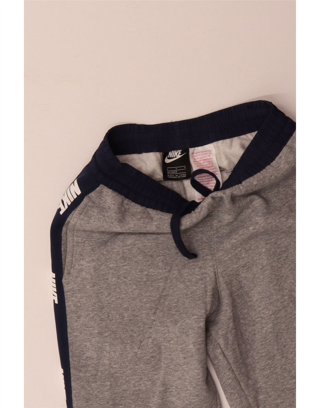 NIKE Boys Tracksuit Trousers Joggers 12-13 Years Large Grey Colourblock