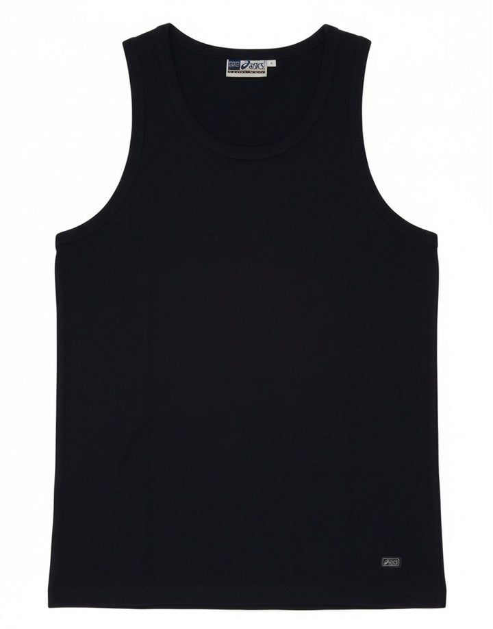 Asics Womens Vest Top UK 12 Medium Navy Blue Cotton