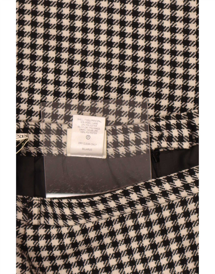 Eastex Womens Midi Skirt UK 14 Medium W30 Black Houndstooth Wool