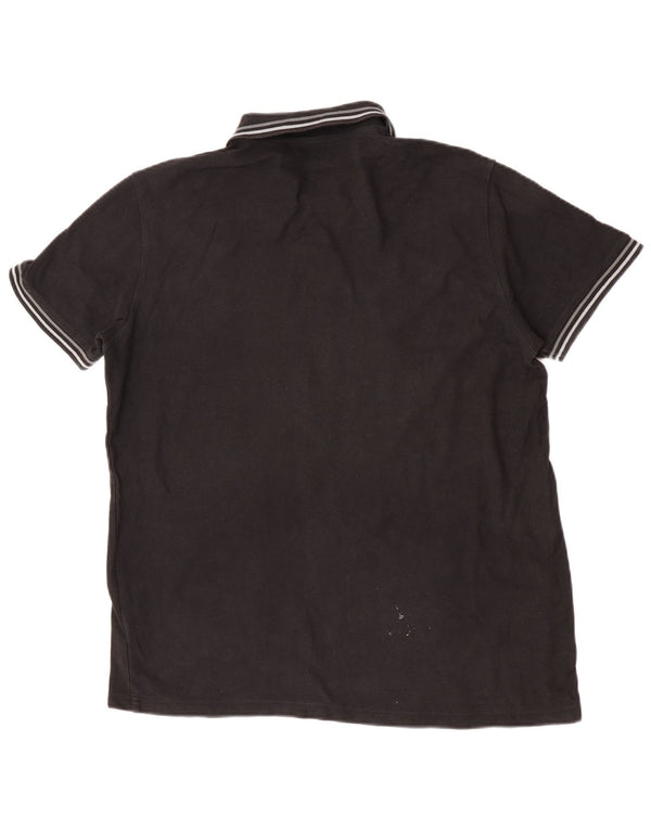 Lotto Mens Polo Shirt 2XL Black Striped Cotton