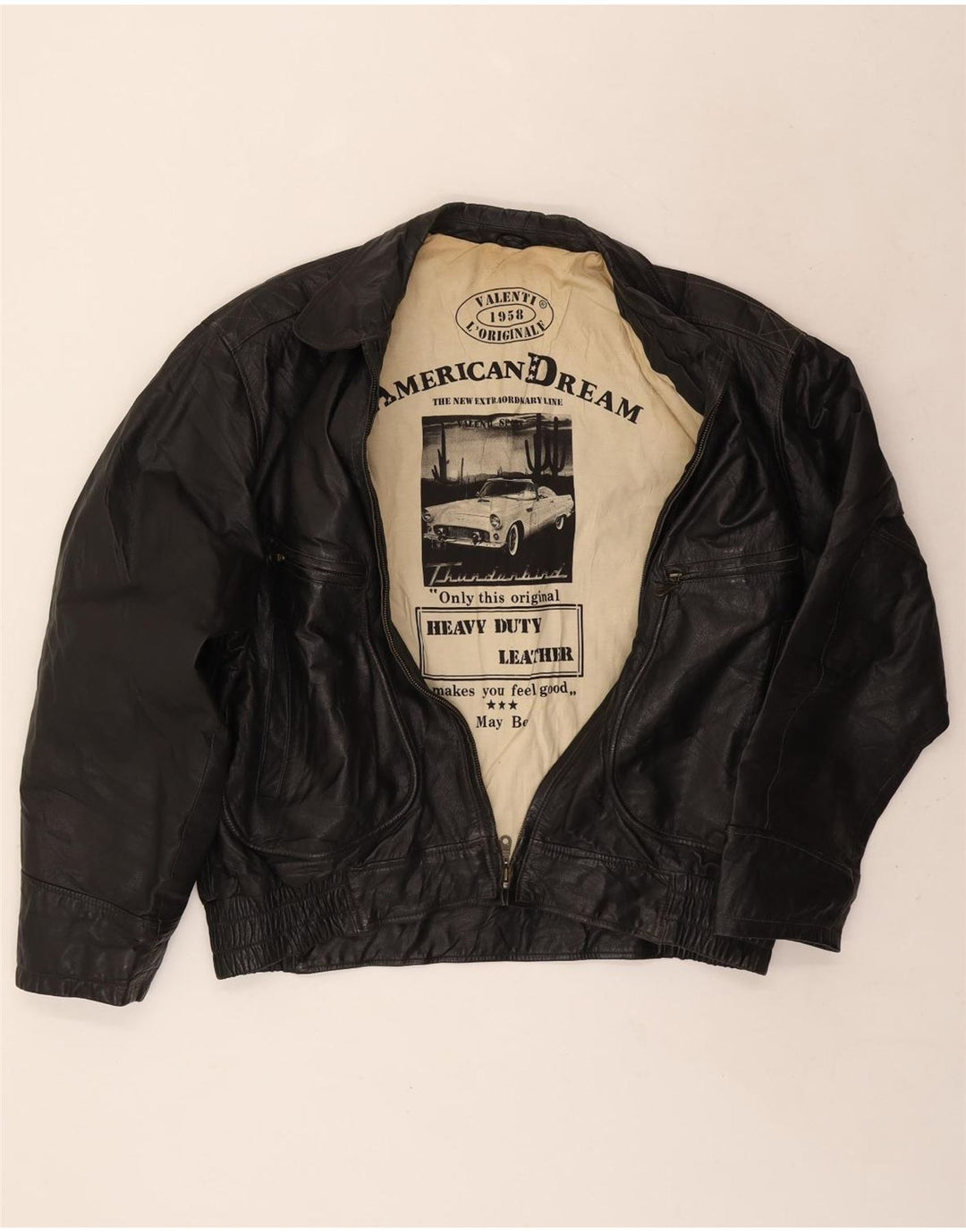 Vintage Mens Leather Jacket IT 56 3XL Black