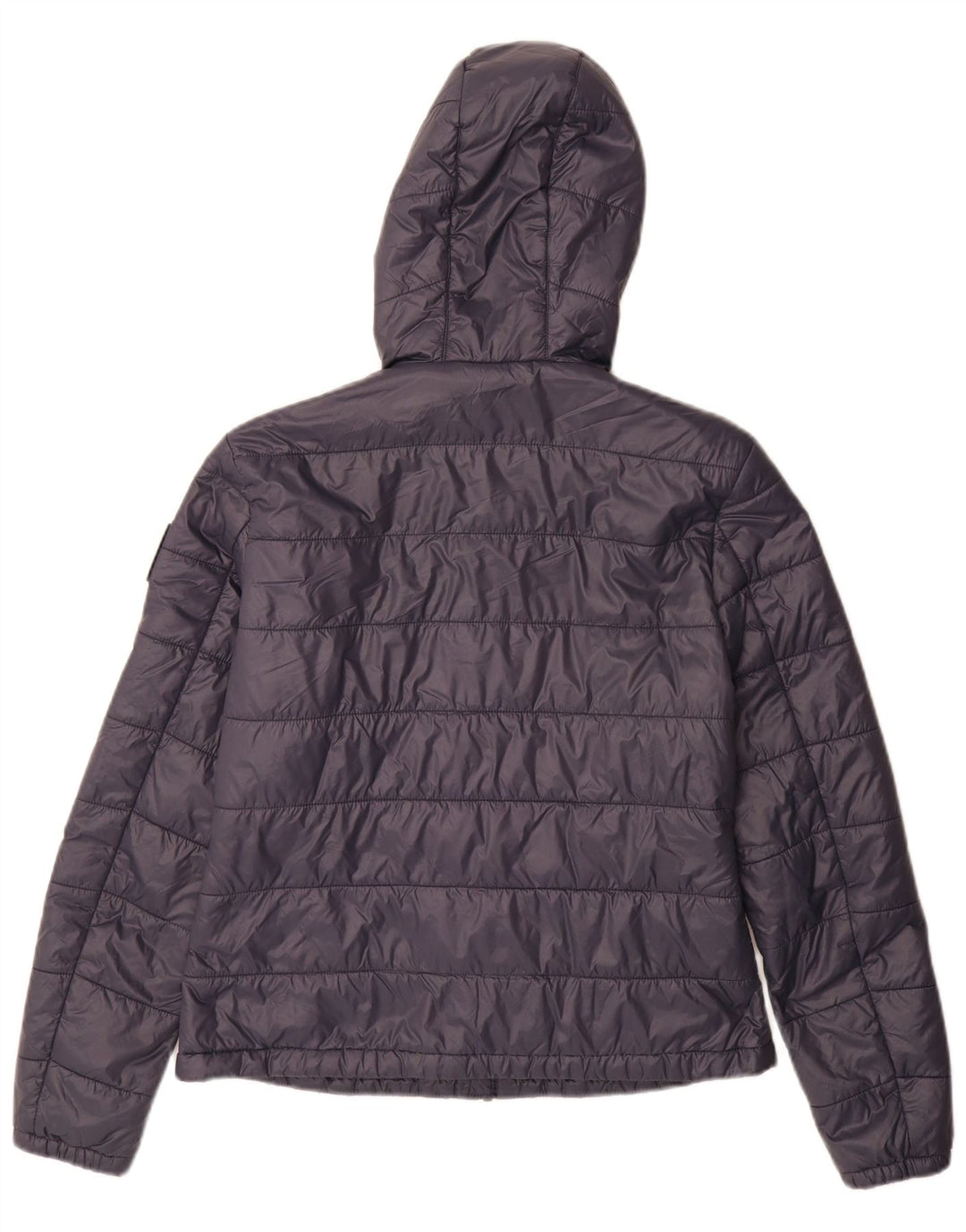 Replay Womens Hooded Padded Jacket UK 12 Medium Navy Blue Polyamide
