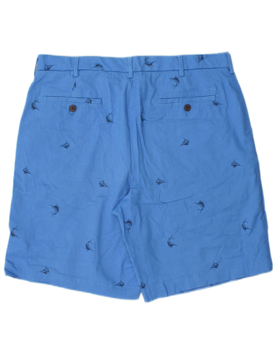 IZOD Mens Salt Water Chino Shorts W34 Large  Blue Spotted Cotton