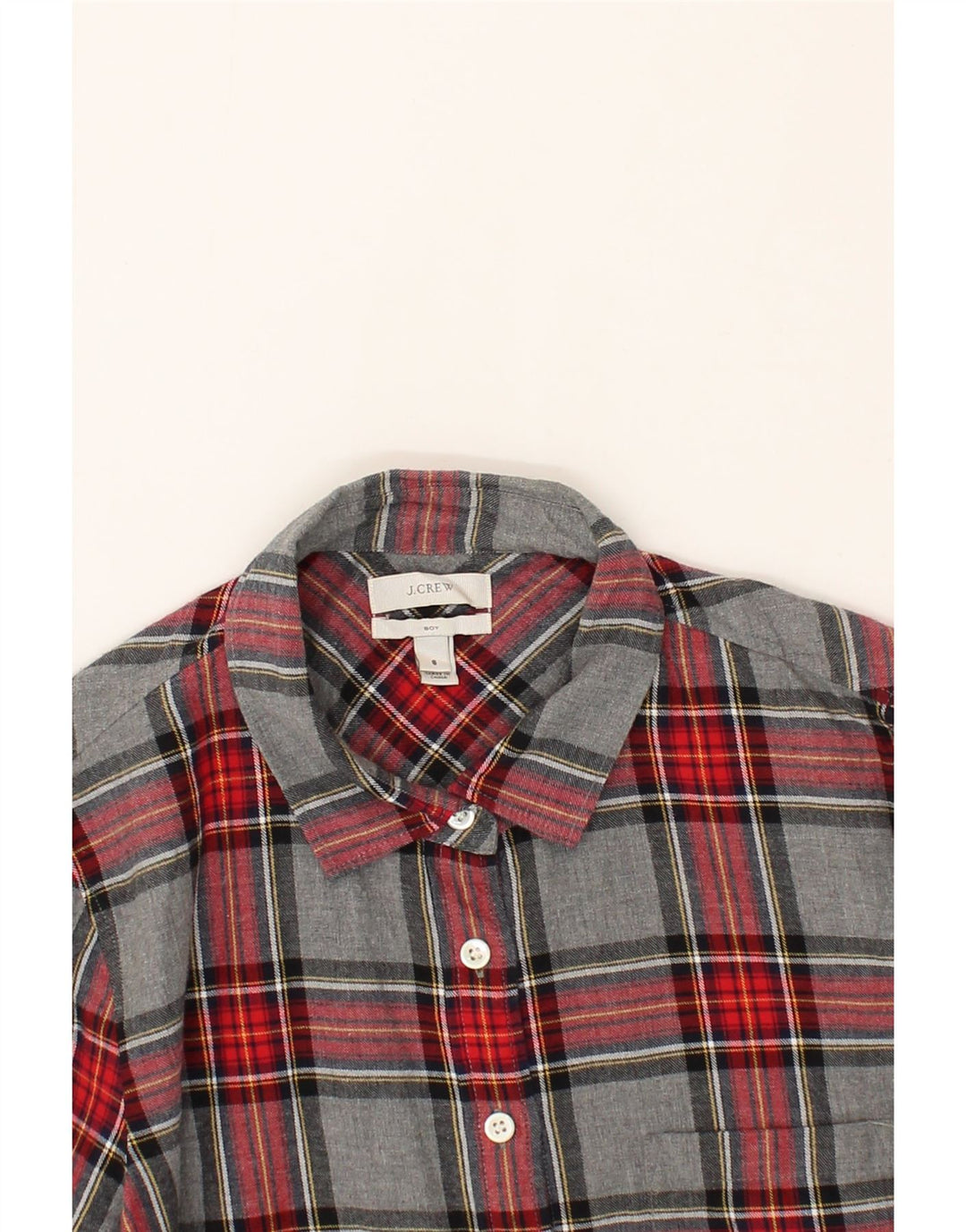 J. CREW Womens Boy Fit Flannel Shirt US 6 Medium Grey Check Cotton Vintage J. Crew and Second-Hand J. Crew from Messina Hembry 